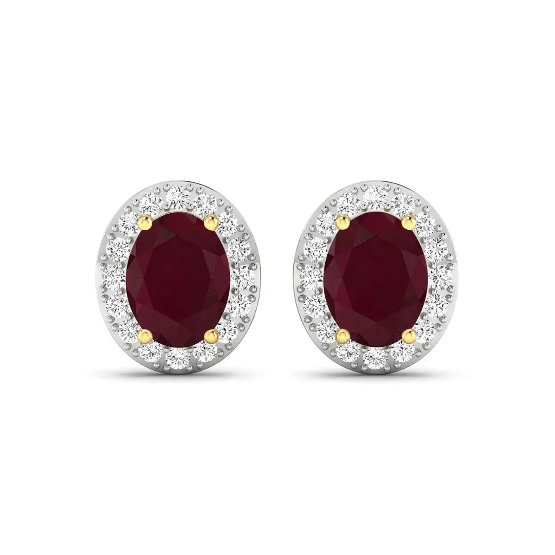 Genuine Ruby and White Diamond Studs Earrings sold by Zulily product image thumbnail 4