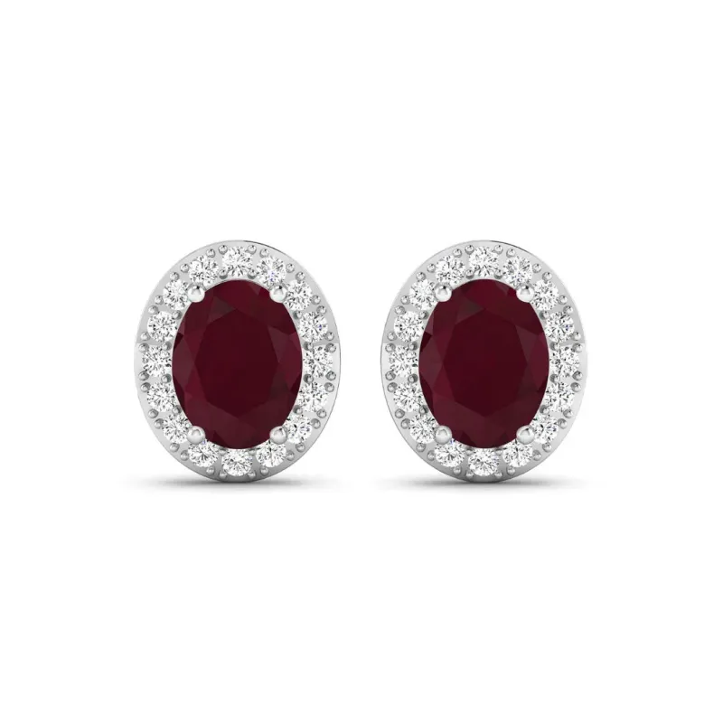Genuine Ruby and White Diamond Studs Earrings made by Zulily