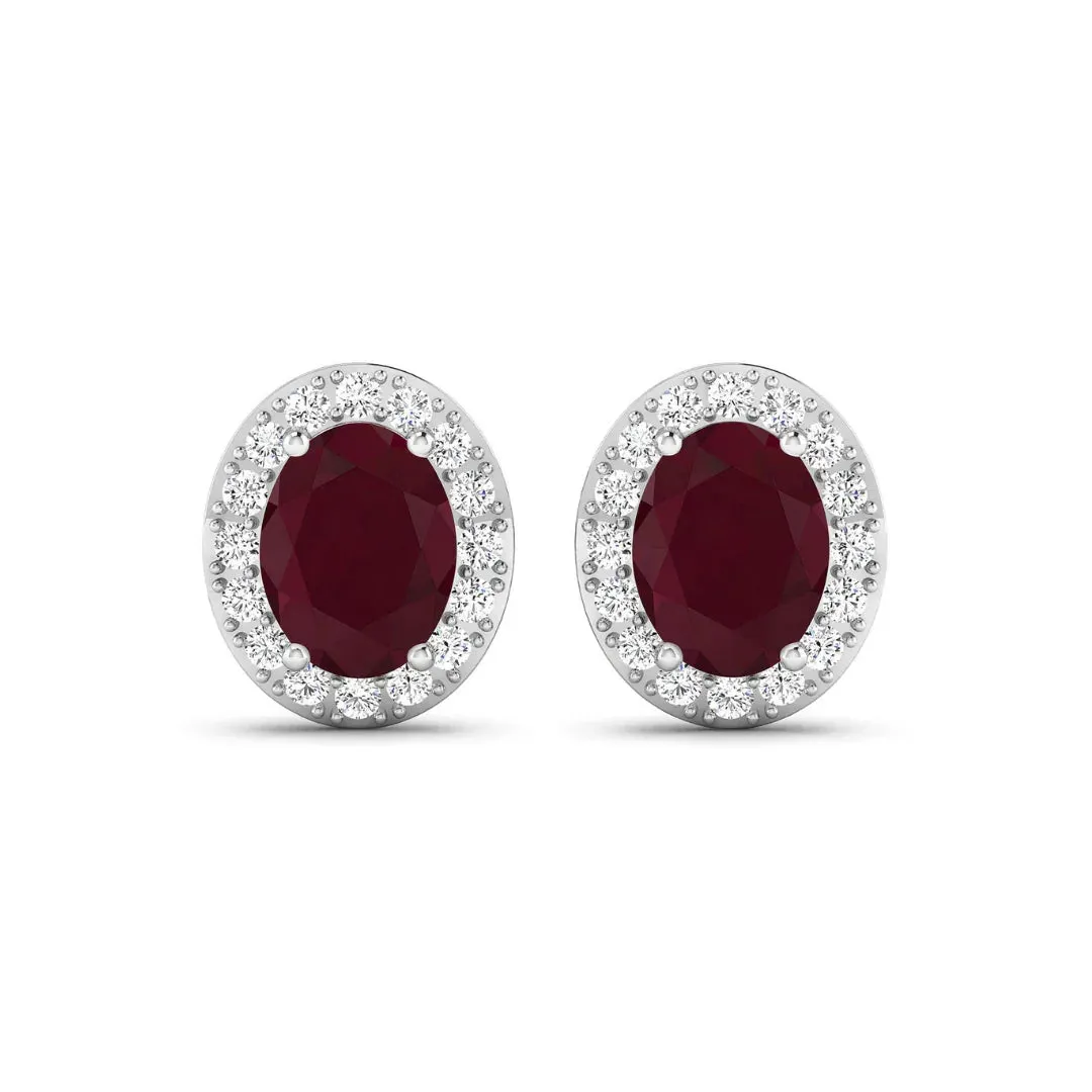 Genuine Ruby and White Diamond Studs Earrings sold by Zulily