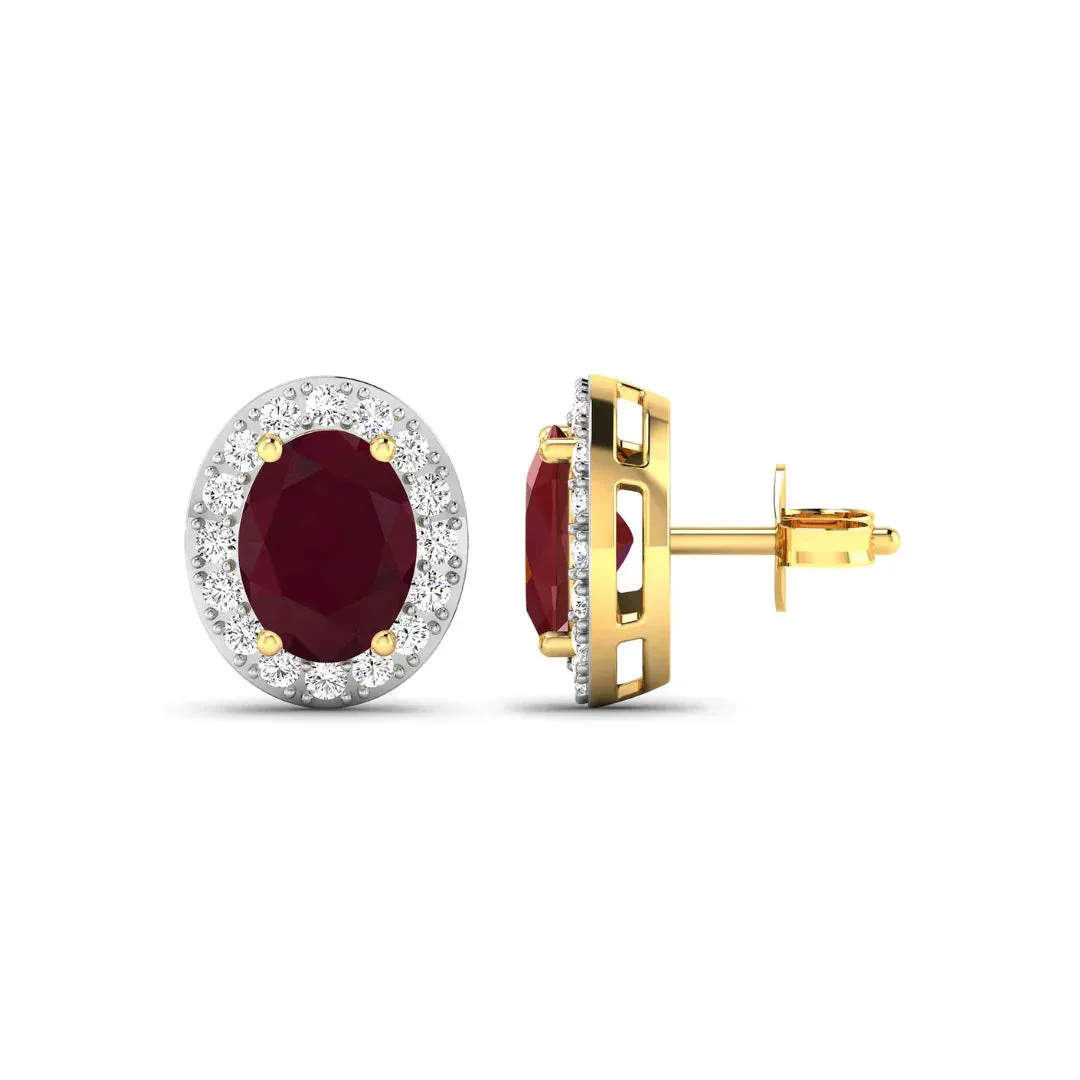 Genuine Ruby and White Diamond Studs Earrings sold by Zulily product image thumbnail 5