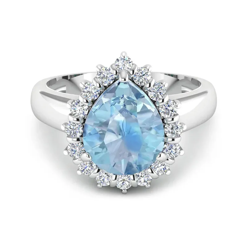 Genuine Diamond Aquamarine Teardrop Engagement Ring made by Zulily