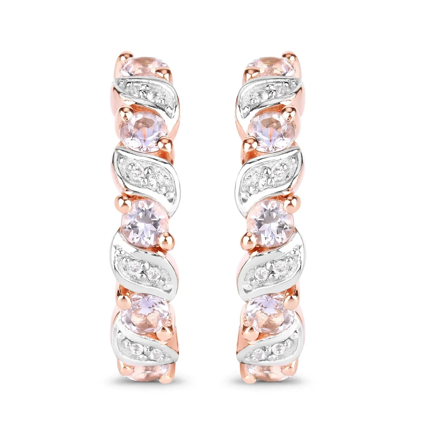 Rose Gold Genuine Morganite Hoop Earrings sold by Zulily product image thumbnail 3