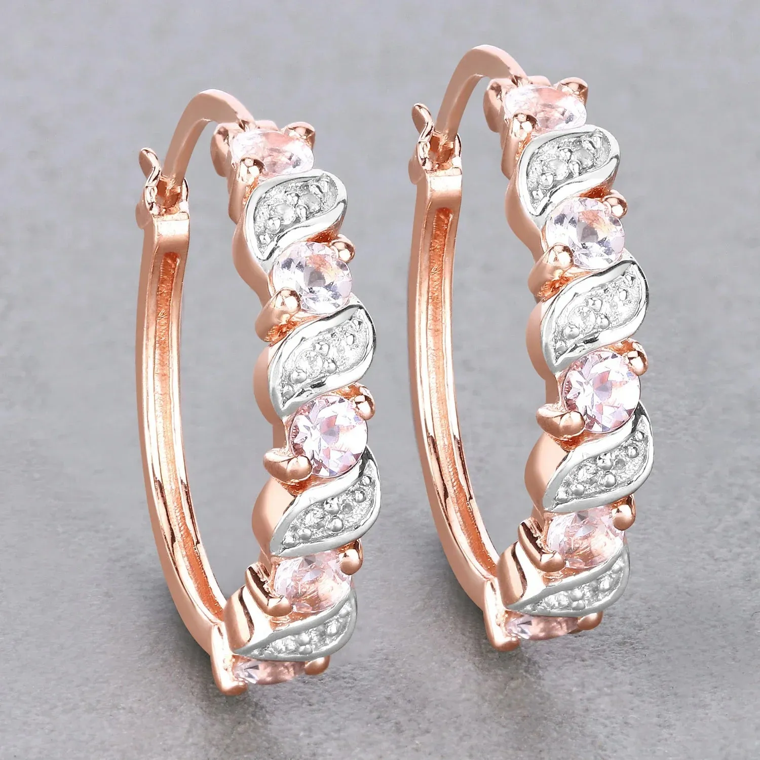 Rose Gold Genuine Morganite Hoop Earrings sold by Zulily product image thumbnail 4