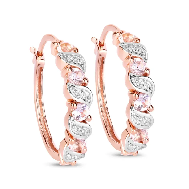 Rose Gold Genuine Morganite Hoop Earrings made by Zulily