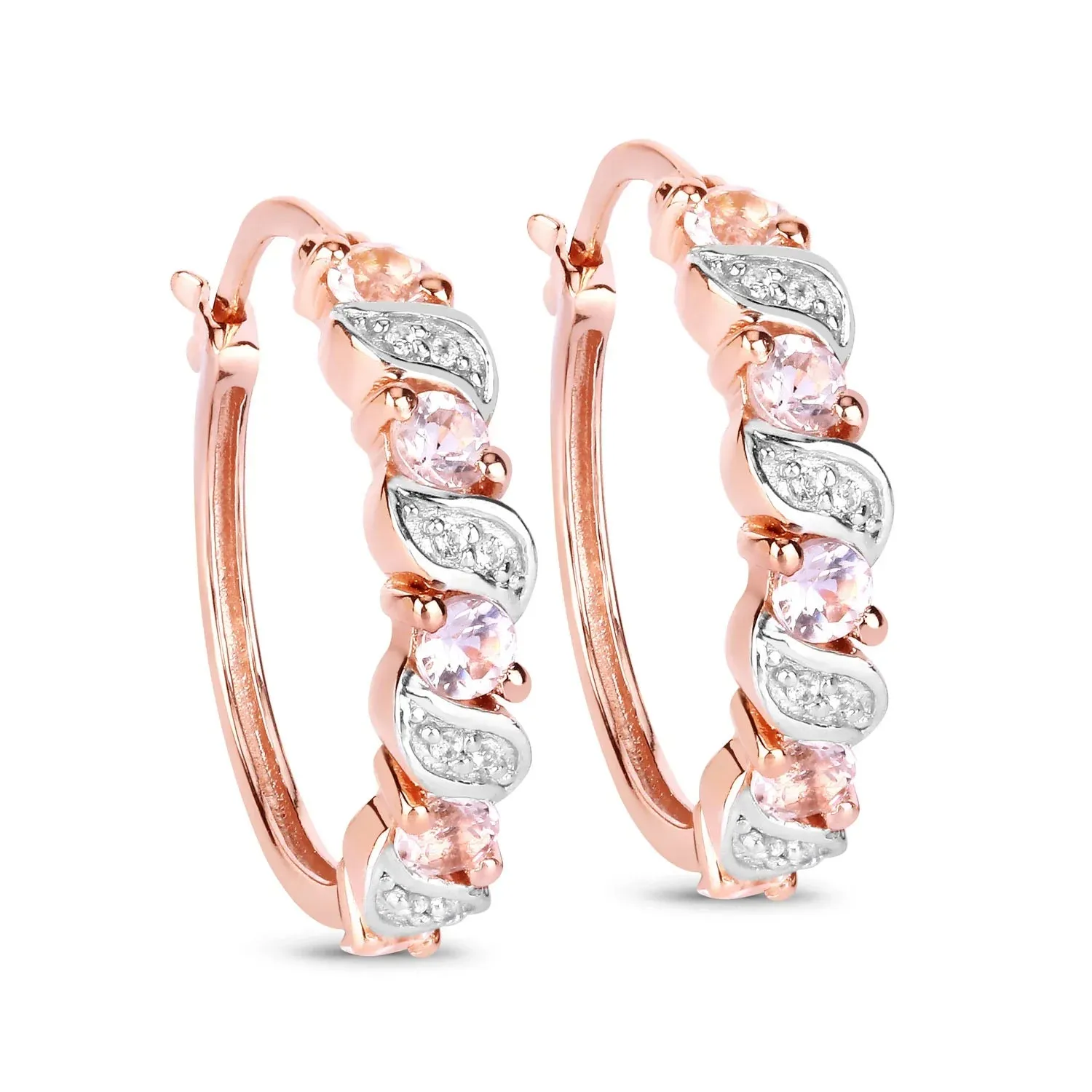 Rose Gold Genuine Morganite Hoop Earrings sold by Zulily