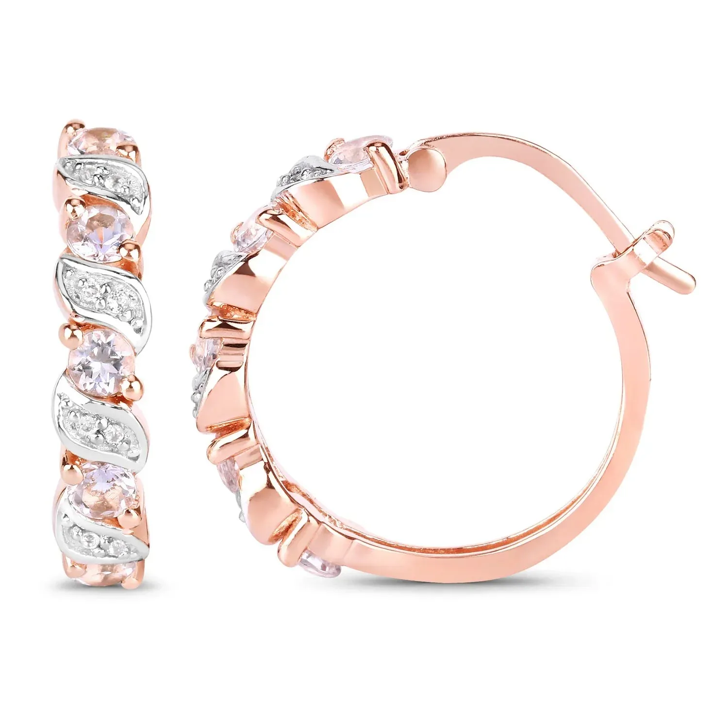 Rose Gold Genuine Morganite Hoop Earrings sold by Zulily product image thumbnail 2