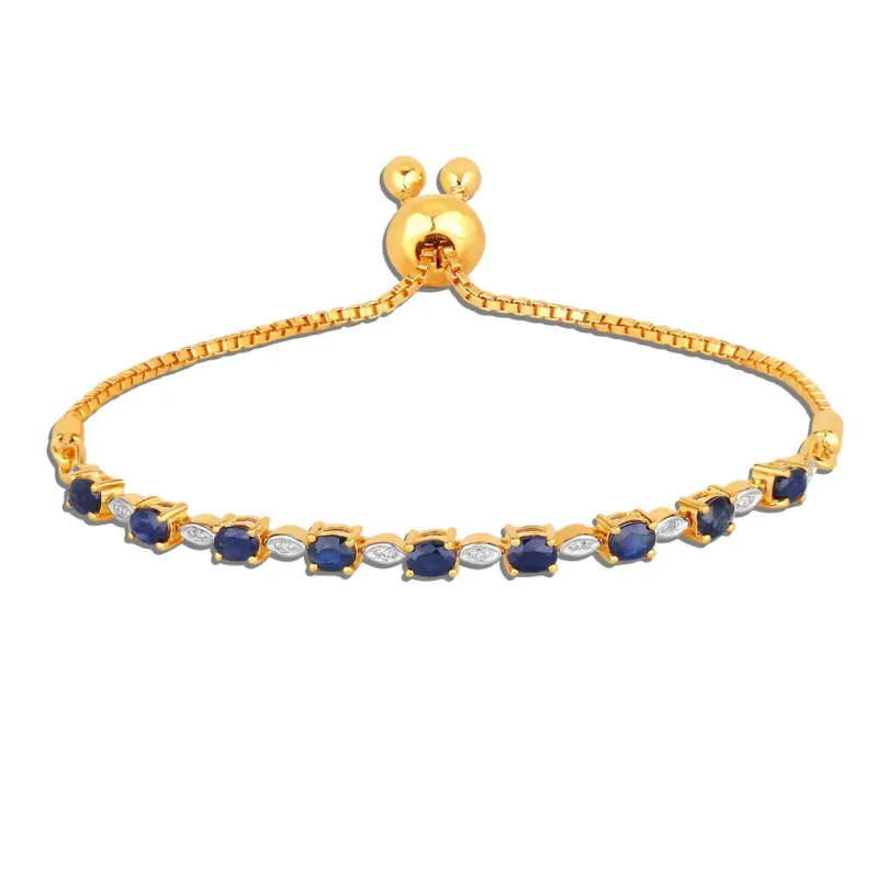 Genuine Blue Sapphire Diamond Bolo Bracelet made by Zulily