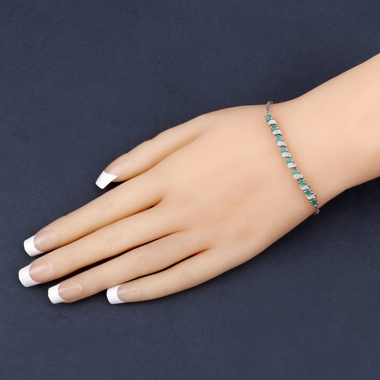 Genuine Emerald and White Topaz Bolo Bracelet sold by Zulily product image thumbnail 4