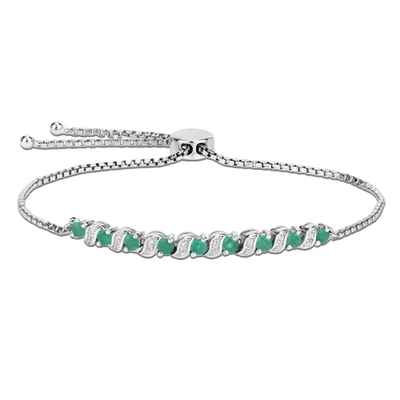 Genuine Emerald and White Topaz Bolo Bracelet made by Zulily