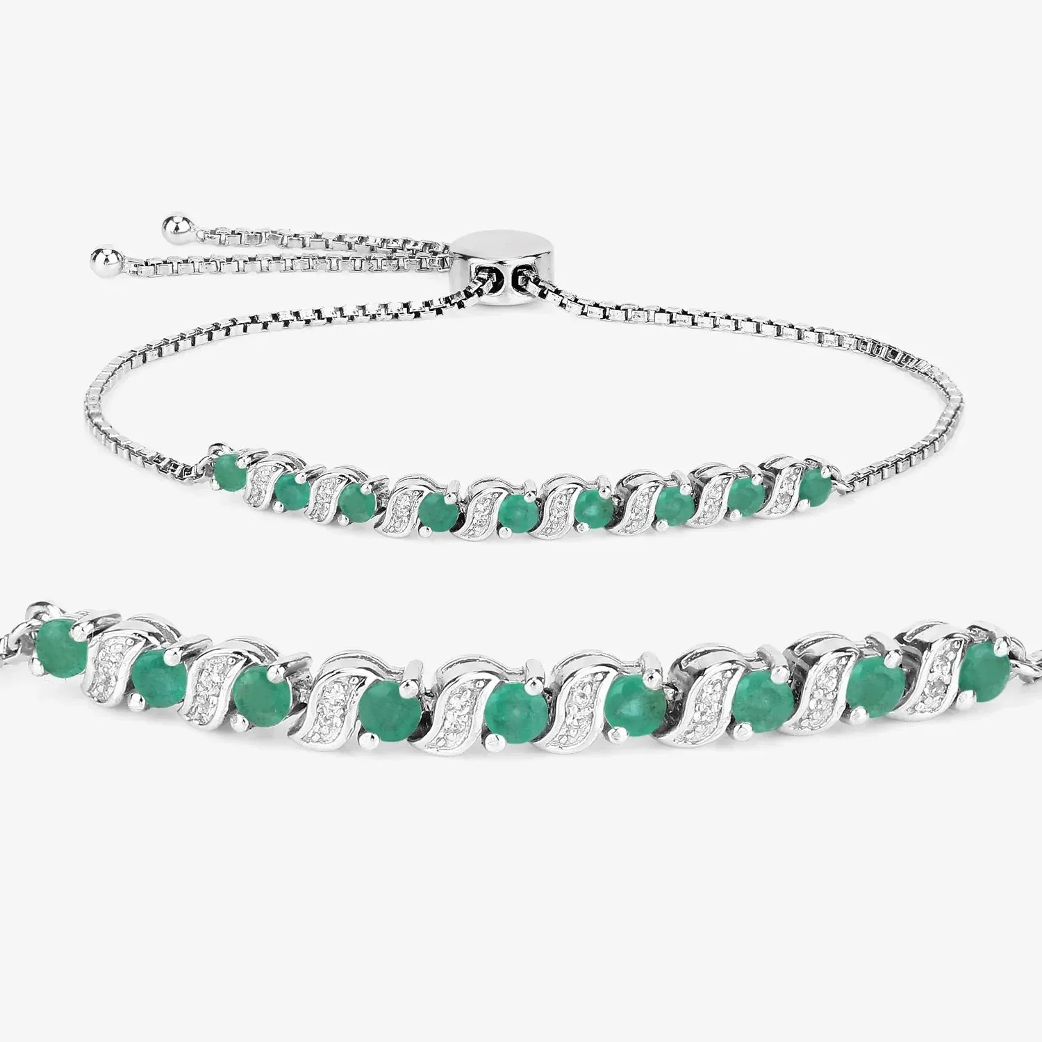 Genuine Emerald and White Topaz Bolo Bracelet sold by Zulily product image thumbnail 2