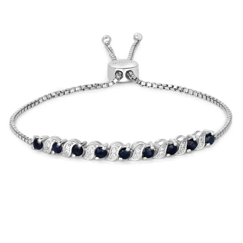 Genuine Blue Sapphire and White Topaz Bolo Bracelet made by Zulily