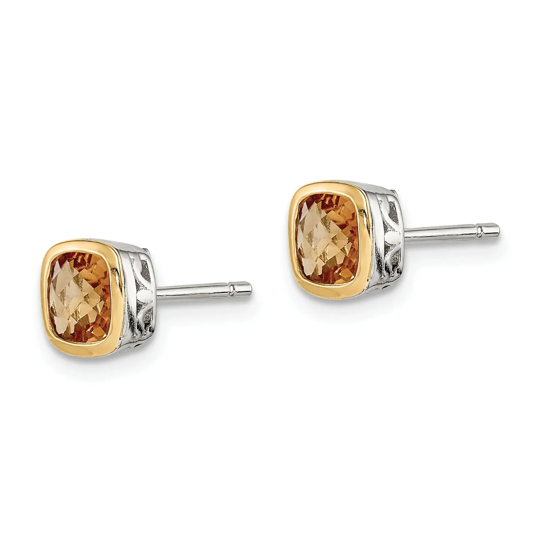 Genuine Citrine Square Stud Earrings sold by Zulily