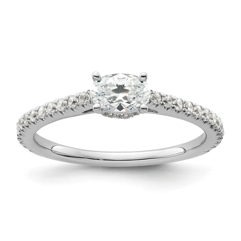 Lab Grown Diamond East-West Oval Pave Engagement Ring made by Zulily