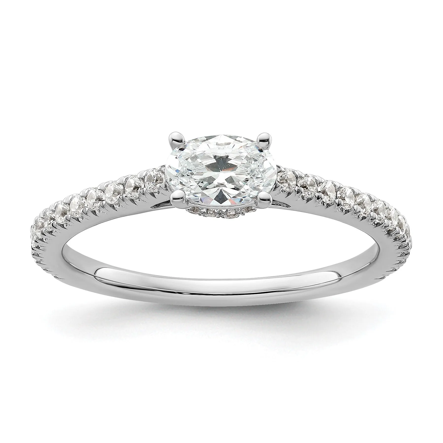 Lab Grown Diamond East-West Oval Pave Engagement Ring sold by Zulily