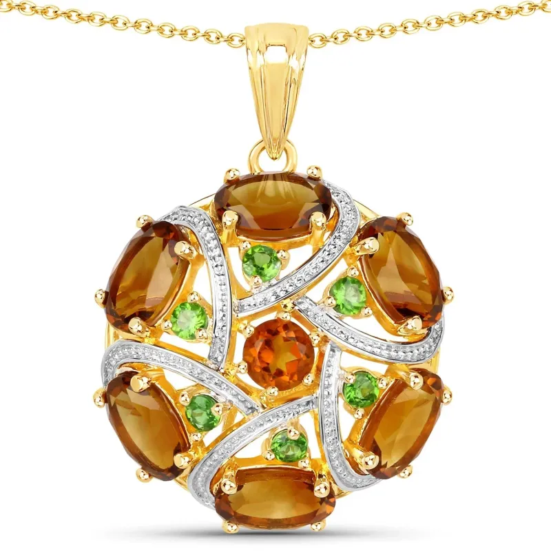 Fine Color Jewels 6.87 Cttw Multi Stones 18K Yellow Gold Plated 925 Sterling Silver November Birthstone Cluster Pendant Necklace made by Zulily