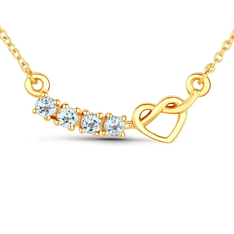 0.30 Ct Round Blue Topaz Prong 18K Gold Plated Silver Heart & Infinity Necklace made by Zulily