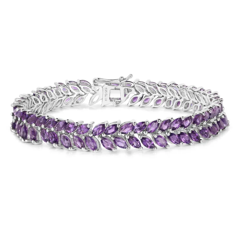 Natural Amethyst Silver Leaf Bracelet made by Zulily