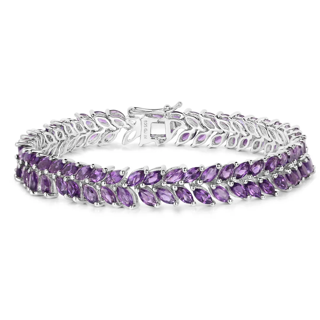 Natural Amethyst Silver Leaf Bracelet sold by Zulily
