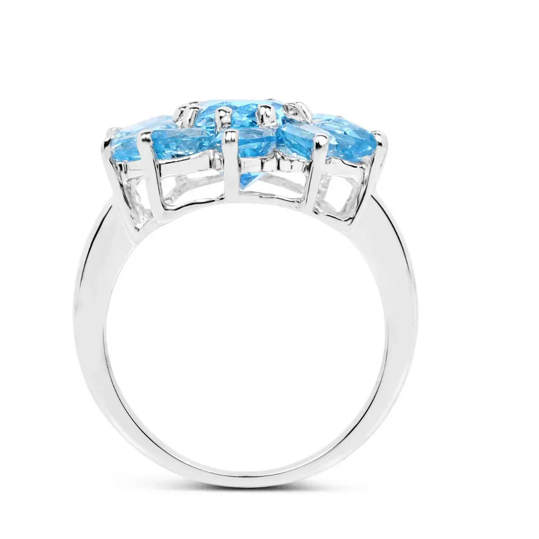 Natural Swiss Blue Topaz Flower Ring sold by Zulily product image thumbnail 4