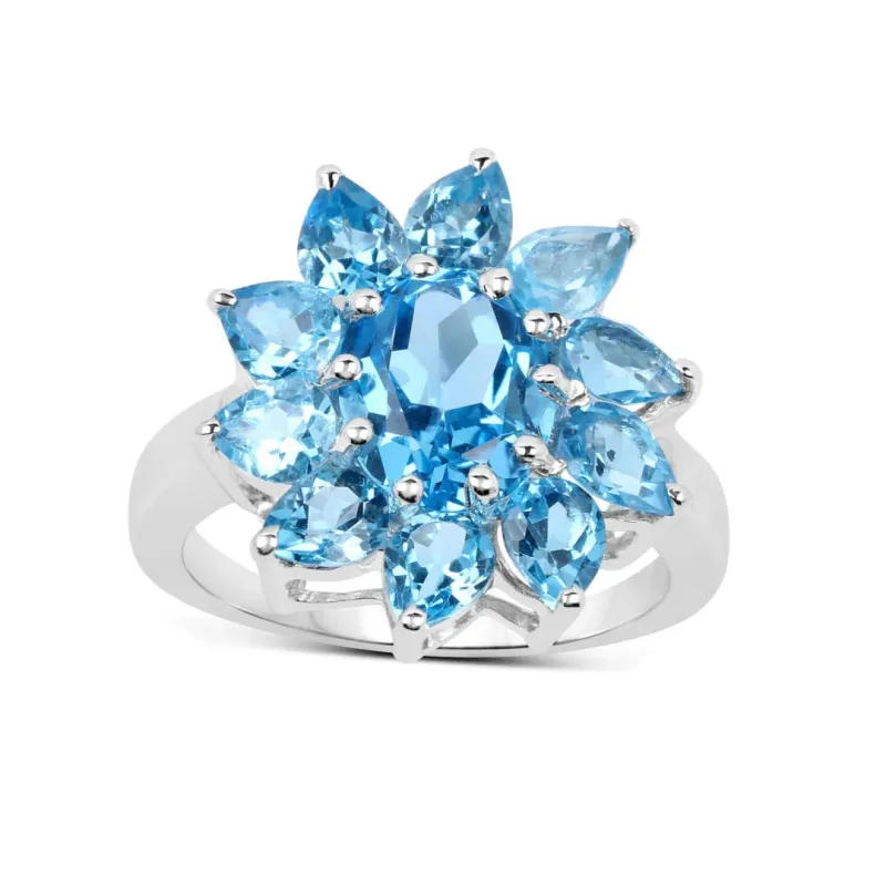 Natural Swiss Blue Topaz Flower Ring made by Zulily