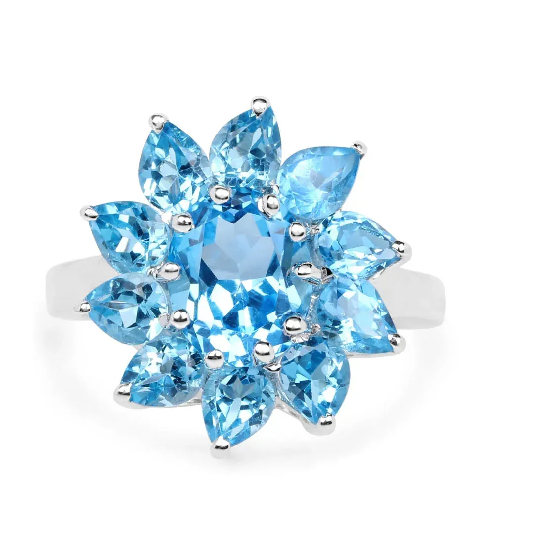 Natural Swiss Blue Topaz Flower Ring sold by Zulily product image thumbnail 2