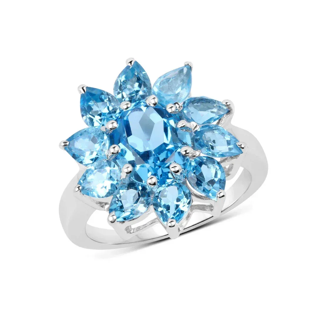 Natural Swiss Blue Topaz Flower Ring sold by Zulily product image thumbnail 3
