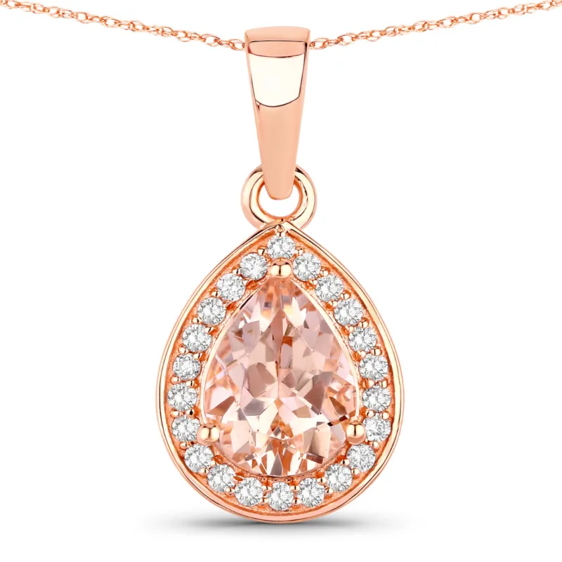14K Rose Gold Morganite Teardrop Necklace made by Zulily