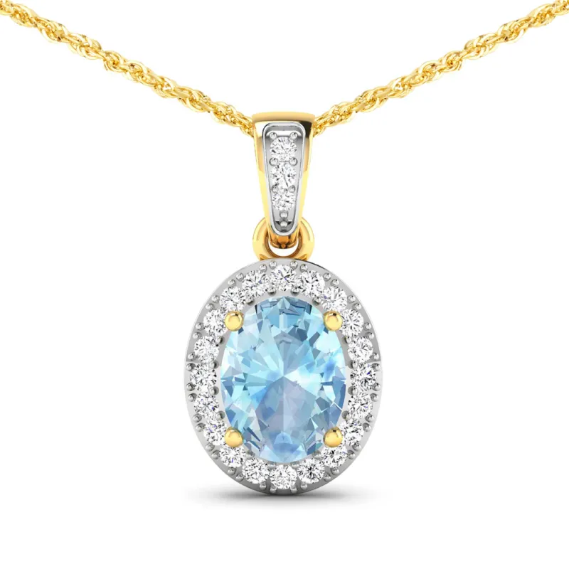 14K Yellow Gold Aquamarine Diamond Pendant made by Zulily