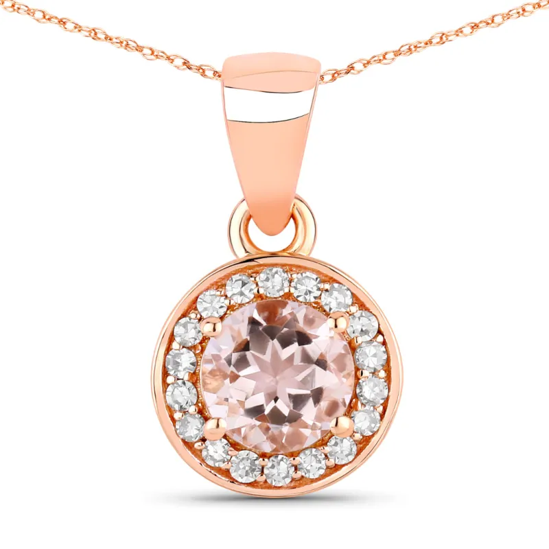 14K Rose Gold Peach Morganite Necklace With Diamond made by Zulily