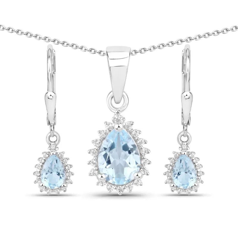 Sterling Silver Blue Topaz Necklace and Earring Set made by Zulily