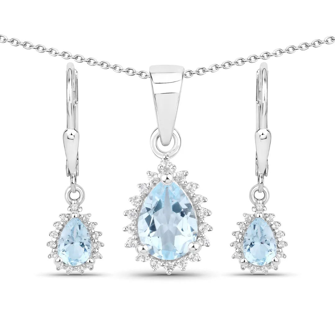 Fine Color Jewels 1.96 Cttw Oval Blue Sapphire & White Topaz 18K Yellow Gold Plated 925 Sterling Silver September Birthstone Jewelry Set sold by Zulily