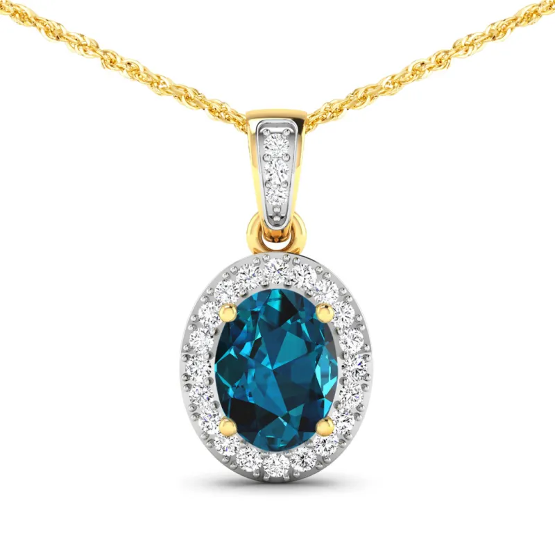 14K Yellow Gold London Blue Topaz Pendant with Diamonds made by Zulily