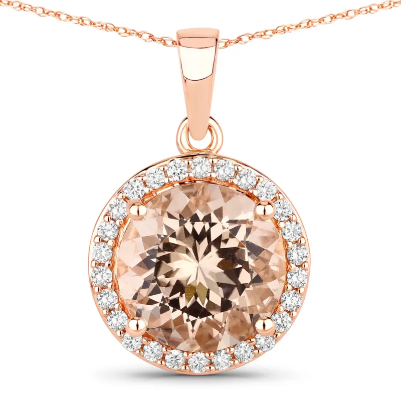 14K Rose Gold Morganite and Diamond Necklace made by Zulily
