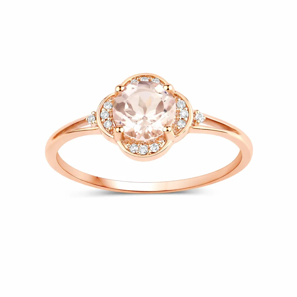 10K Rose Gold Morganite Halo Ring with White Diamonds sold by Zulily