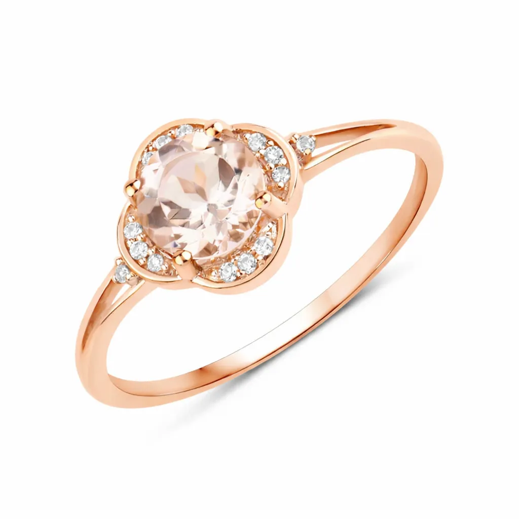 10K Rose Gold Morganite Halo Ring with White Diamonds sold by Zulily product image thumbnail 2
