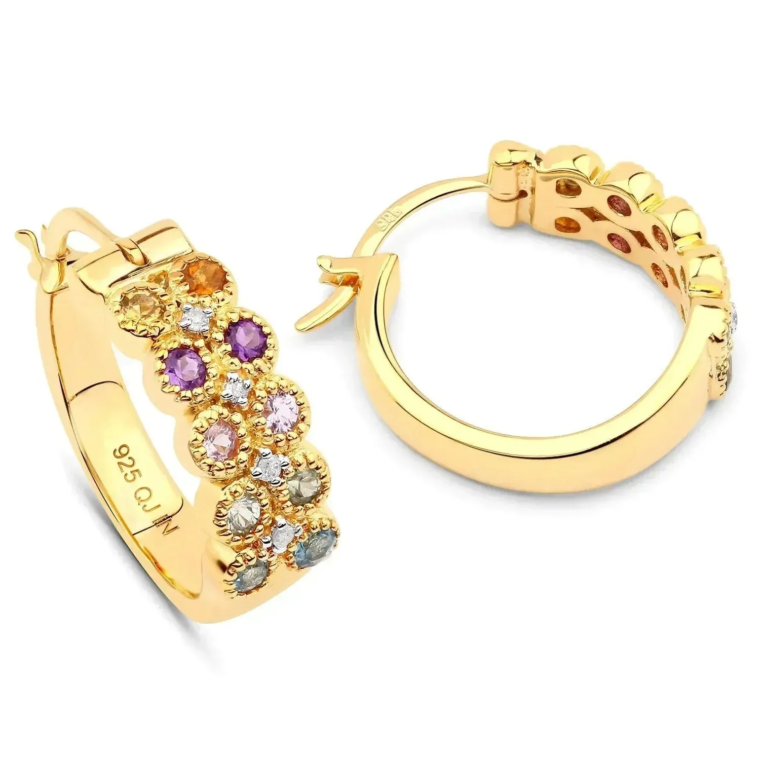 Multicolor Stone Hoop Earrings sold by Zulily product image thumbnail 3