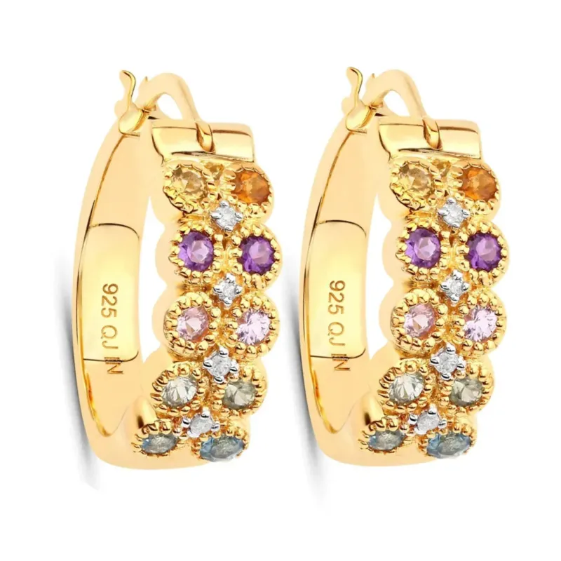 Multicolor Stone Hoop Earrings made by Zulily