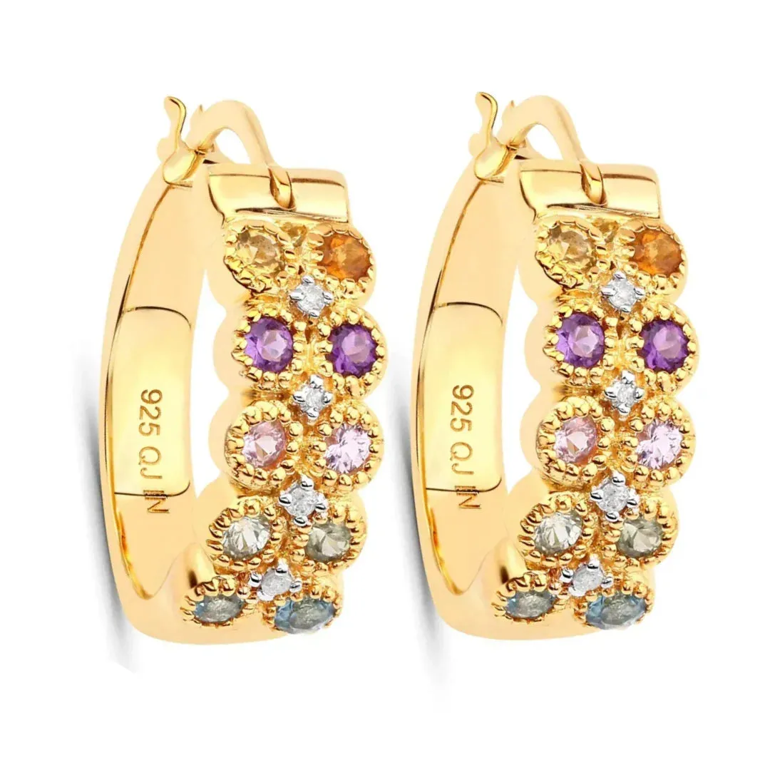 Multicolor Stone Hoop Earrings sold by Zulily