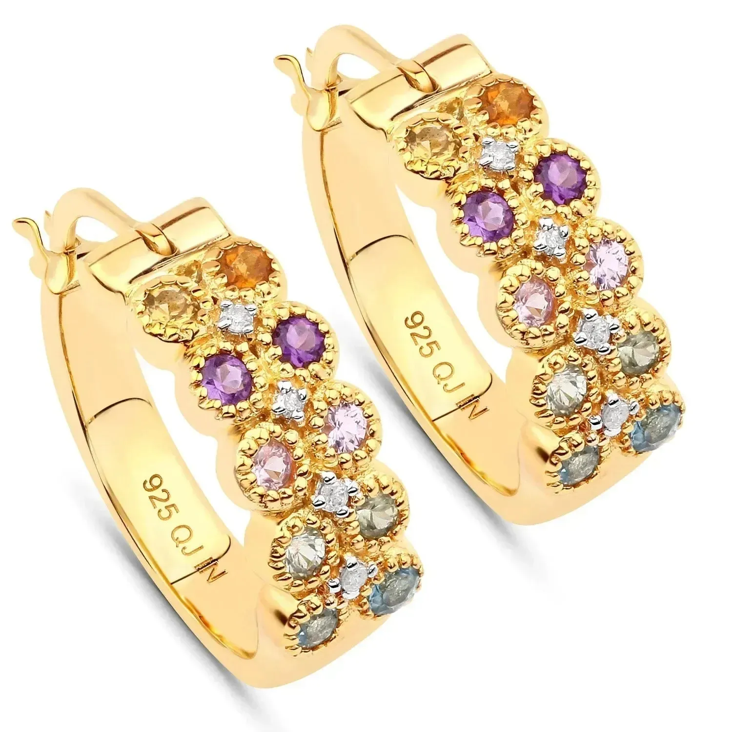 Multicolor Stone Hoop Earrings sold by Zulily product image thumbnail 2