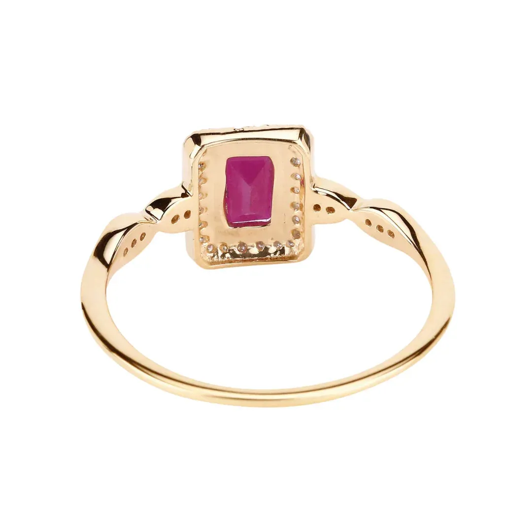 0.75 Ct Octagon Pink Ruby Diamond Prong 14K Yellow Gold Halo Ring sold by Zulily product image thumbnail 5