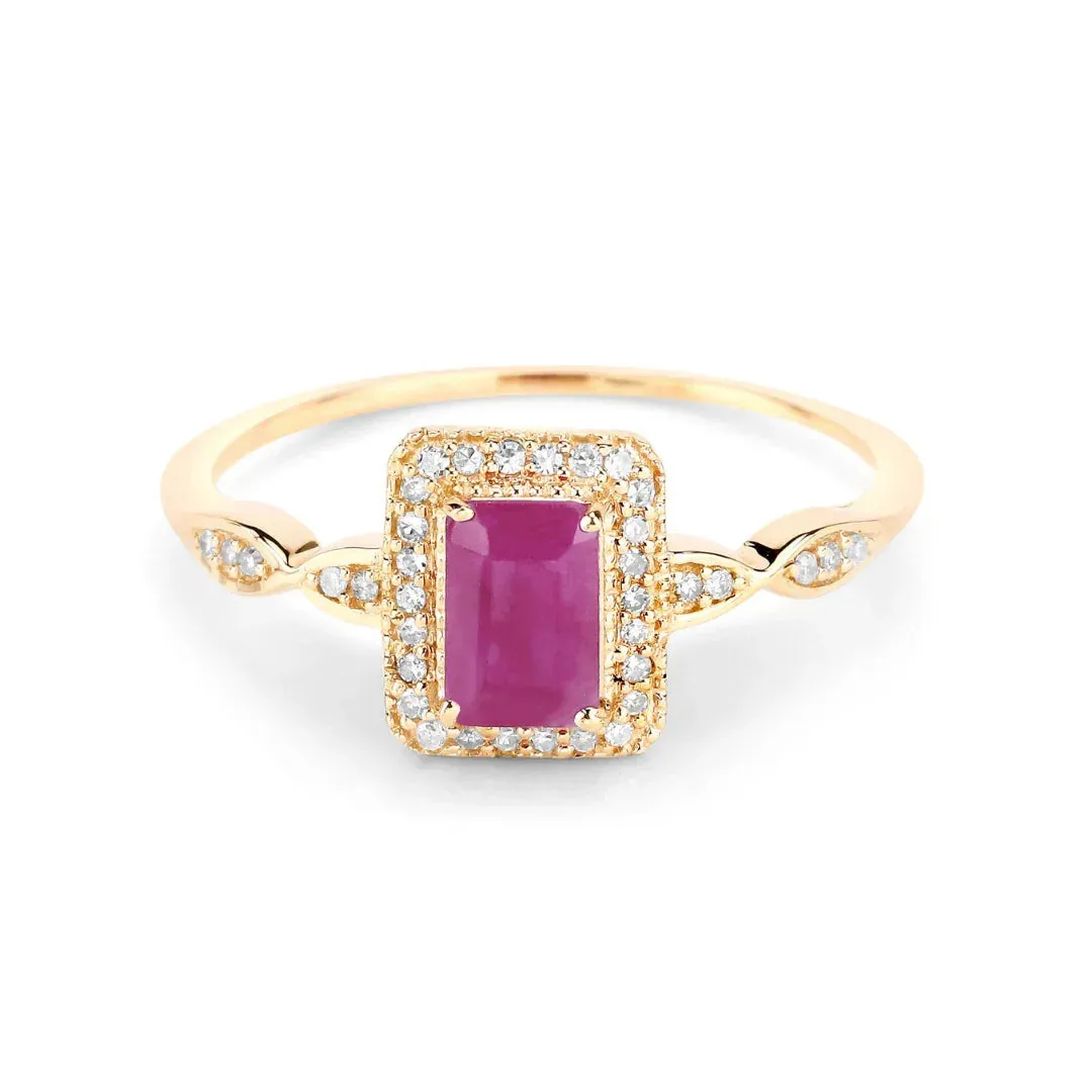 0.75 Ct Octagon Pink Ruby Diamond Prong 14K Yellow Gold Halo Ring sold by Zulily product image thumbnail 2