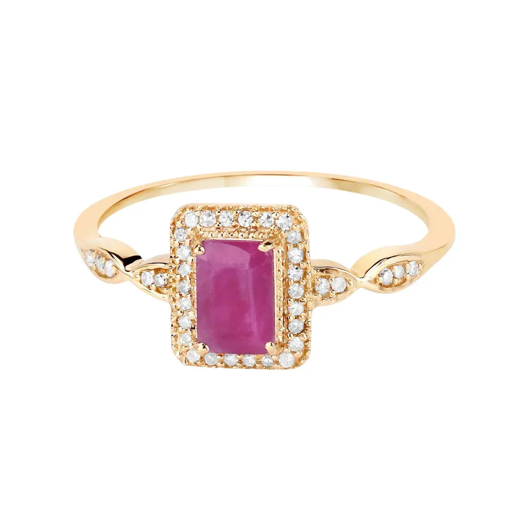 0.75 Ct Octagon Pink Ruby Diamond Prong 14K Yellow Gold Halo Ring sold by Zulily product image thumbnail 3