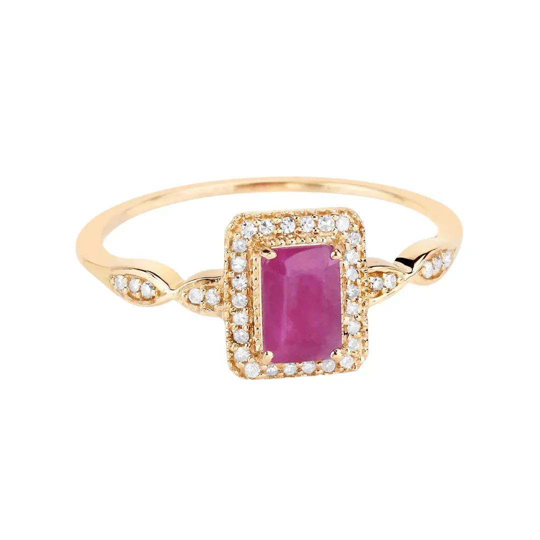 0.75 Ct Octagon Pink Ruby Diamond Prong 14K Yellow Gold Halo Ring sold by Zulily product image thumbnail 4