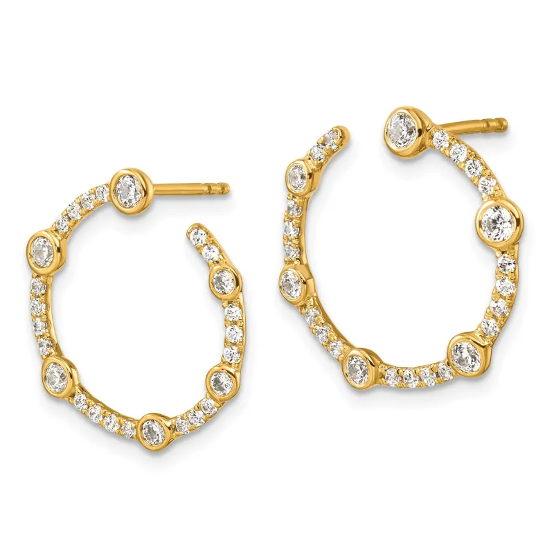 14k White Gold Lab Grown Diamond Front Hoop Earrings made by Zulily