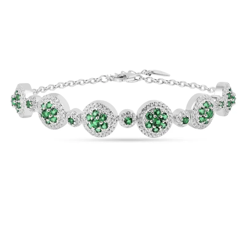 Lab Grown Emerald White Halo Bracelet made by Zulily