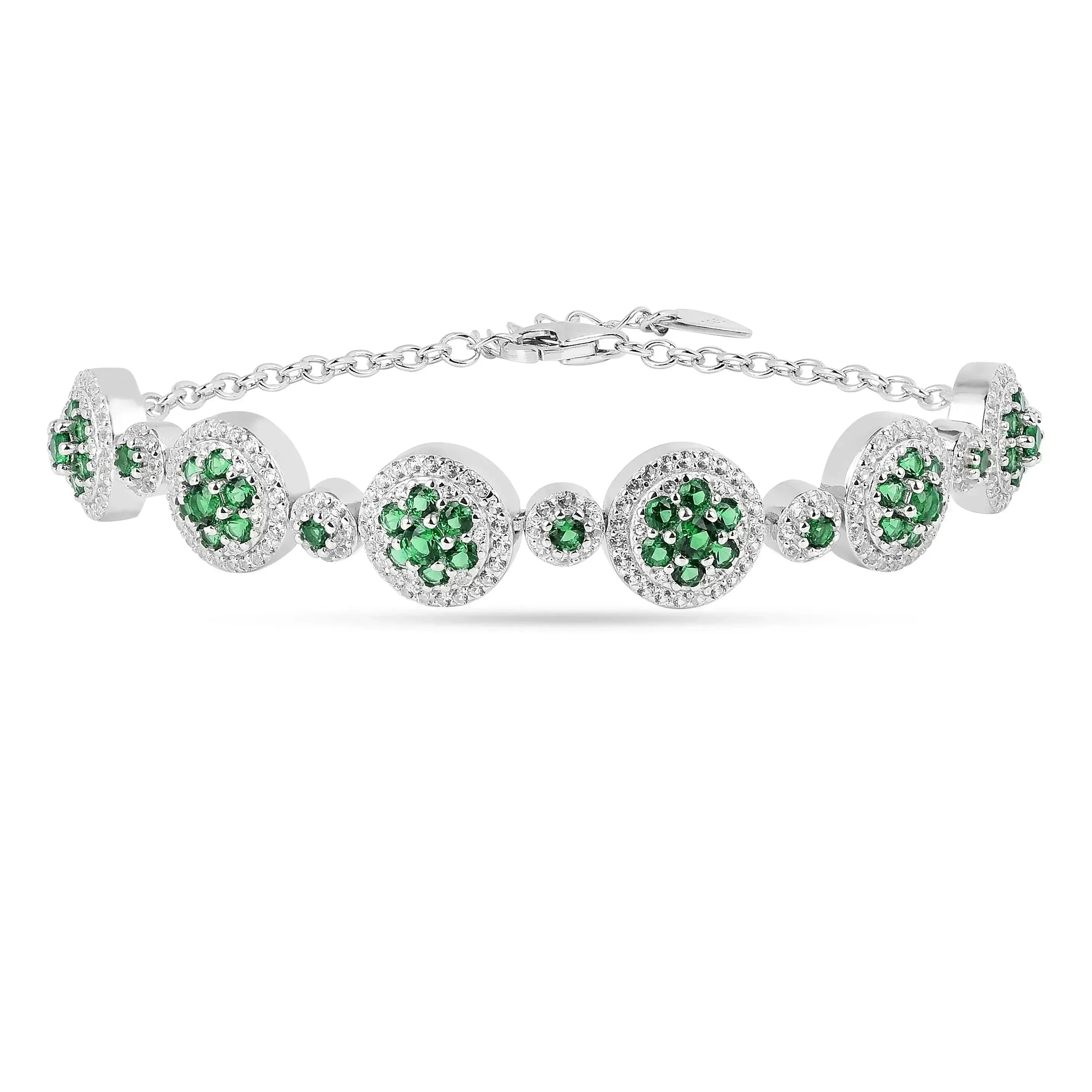 Lab Grown Emerald White Halo Bracelet sold by Zulily