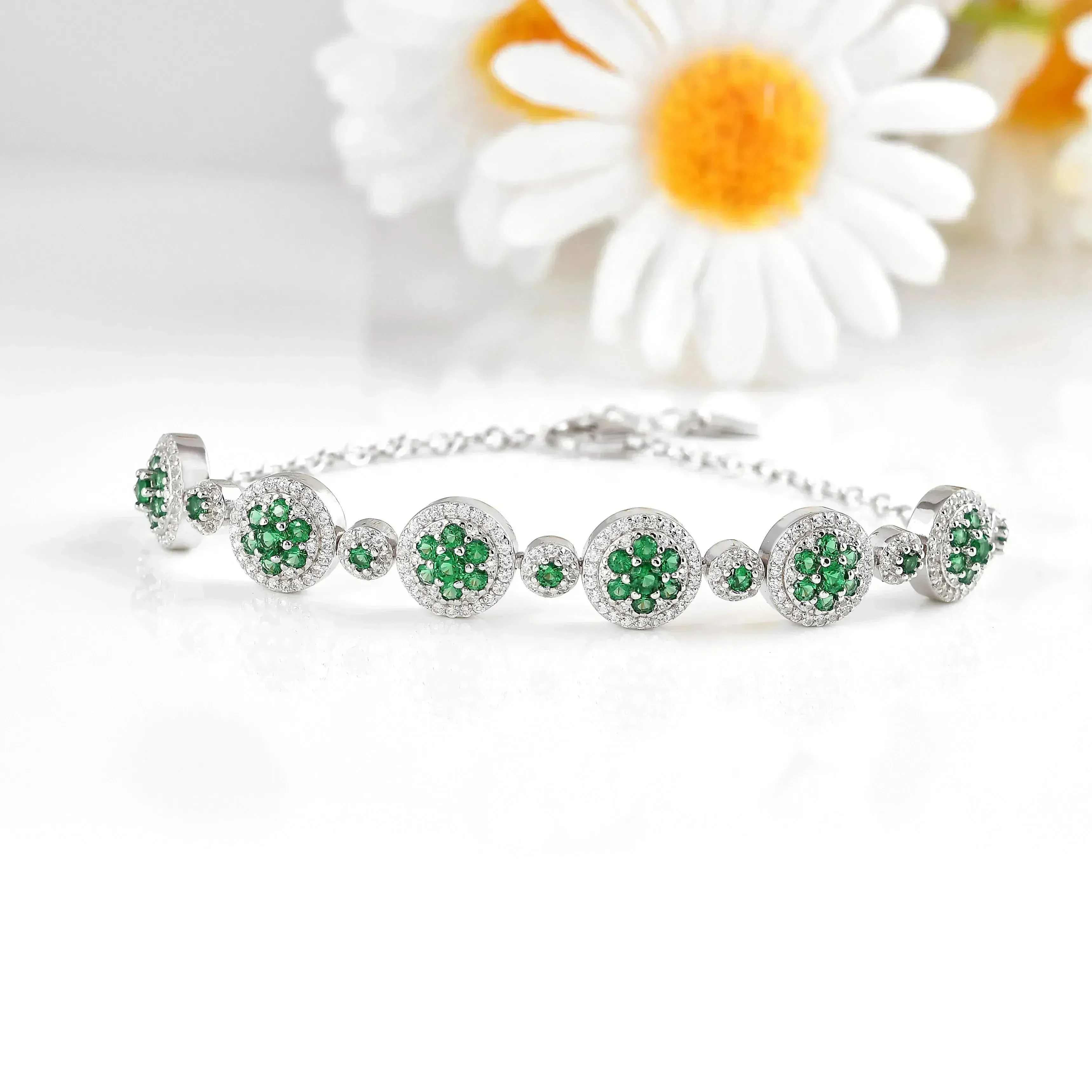 Lab Grown Emerald White Halo Bracelet sold by Zulily product image thumbnail 3