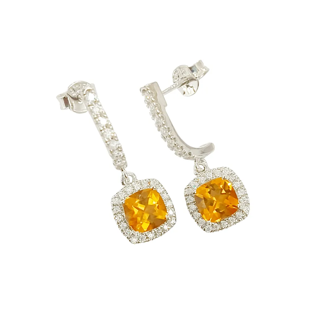 Natural Citrine Dangle Drop Halo Earrings sold by Zulily product image thumbnail 3
