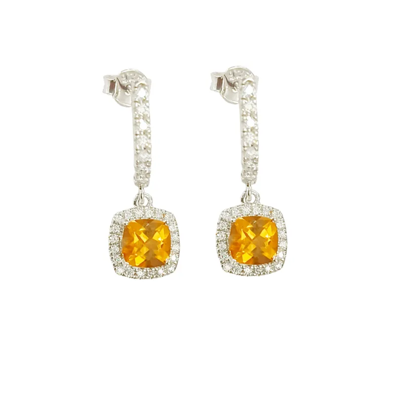 Natural Citrine Dangle Drop Halo Earrings made by Zulily
