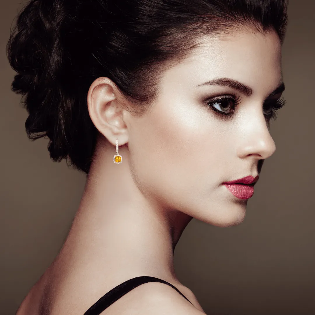 Natural Citrine Dangle Drop Halo Earrings sold by Zulily product image thumbnail 5